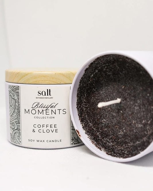 Blissful Moments Collection - Coffee & Clove Soy Wax Candle (travel tin)